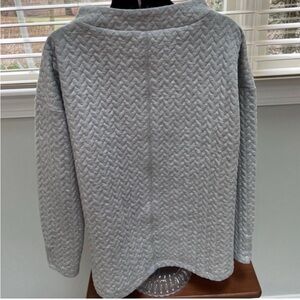 Talbots Plus Size 2XLight Gray Quilted Turtleneck Sweatshirt